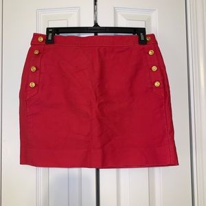 J. Crew pink skirt with gold buttons